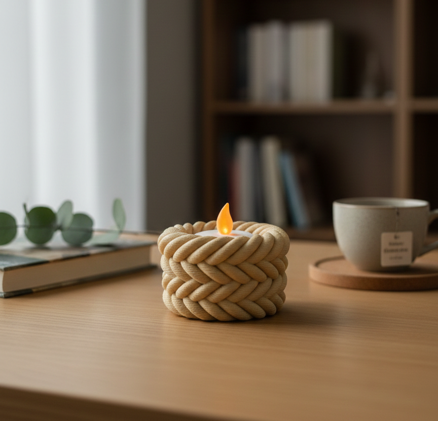 Porta Candela Tea Light Intrecciato – Portalume Decorativo Stampato in 3D