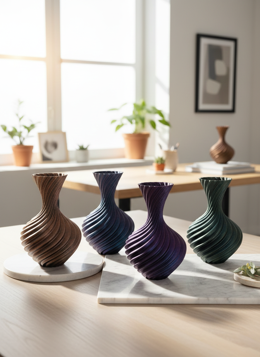 Vaso Design Swirl 18cm – Collezione Galaxy Color (Effetto Cangiante & Perlato)